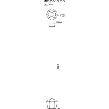 Zuma Line COLORE MD3350-1BL/CO Висяща лампа 1x6W/LED 3000k 134lm