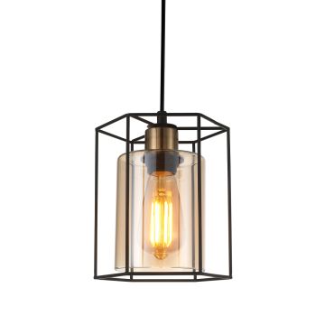 Italux KALULA PND-78901-1-BK+AMB Висяща лампа 1x40W/E27 IP20
