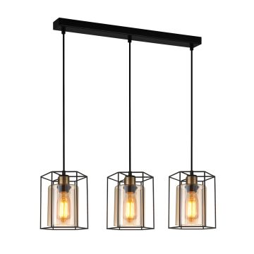 Italux KALULA PND-78901-3-BK+AMB Висяща лампа 3x40W/E27 IP20